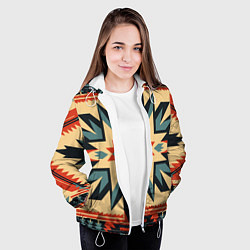Куртка с капюшоном женская Орнамент в стиле американских индейцев, цвет: 3D-белый — фото 2