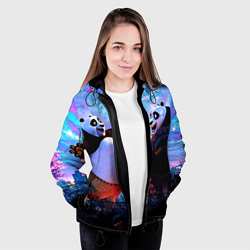 Женская куртка Кунг-фу Панда Friend / 3D-Черный – фото 3