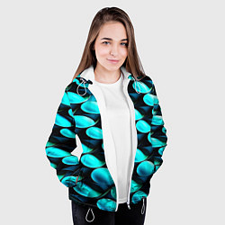 Куртка с капюшоном женская Голубые чешуйки, цвет: 3D-белый — фото 2