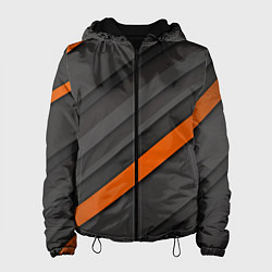 Куртка с капюшоном женская Оранжевая полоса на сером фоне, цвет: 3D-черный