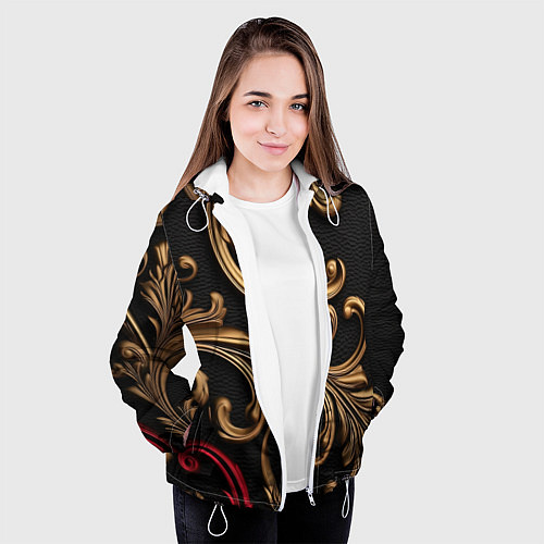 Женская куртка Золотые абстрактные узоры / 3D-Белый – фото 3