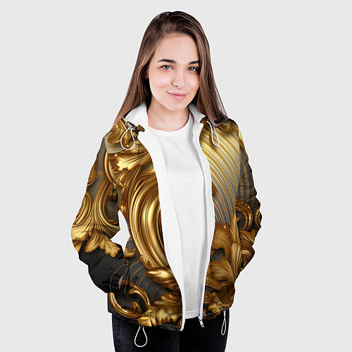 Женская куртка Золотая текстура и абстракции / 3D-Белый – фото 3