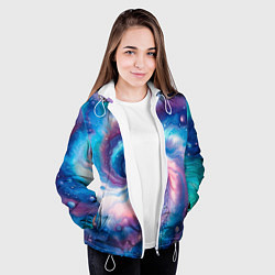 Куртка с капюшоном женская Галактический тай-дай, цвет: 3D-белый — фото 2