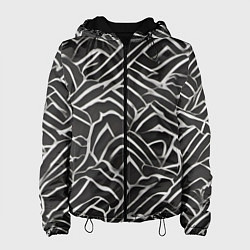 Куртка с капюшоном женская Абстракция черное серебро, цвет: 3D-черный