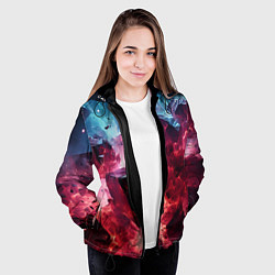Куртка с капюшоном женская Кубы в красном и фиолетовом дыме, цвет: 3D-черный — фото 2