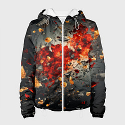 Куртка с капюшоном женская Желтые и черные осколки после взрыва, цвет: 3D-белый