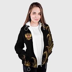 Куртка с капюшоном женская Герб России и золотистый узор, цвет: 3D-белый — фото 2