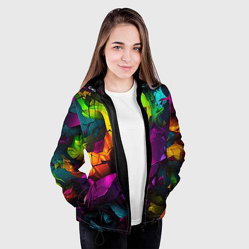 Женская куртка Яркие разноцветные краски / 3D-Черный – фото 3