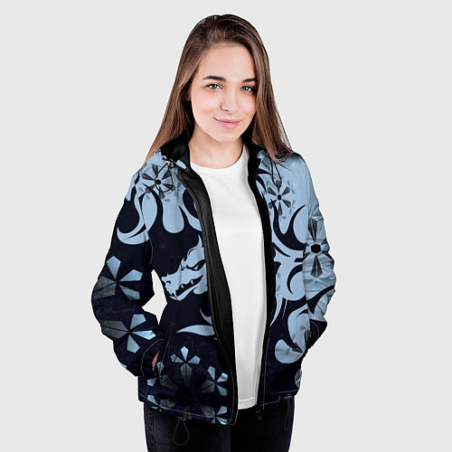 Женская куртка Дракон со снежинками / 3D-Черный – фото 3