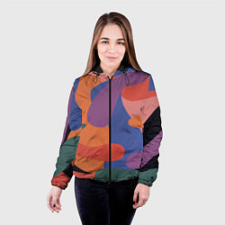 Куртка с капюшоном женская Цветные кляксы, цвет: 3D-черный — фото 2
