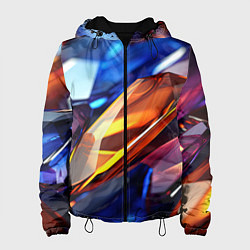 Куртка с капюшоном женская Прозрачные блестящие камни, цвет: 3D-черный