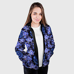 Куртка с капюшоном женская Новогодняя гжель роспись на чёрном фоне, цвет: 3D-черный — фото 2