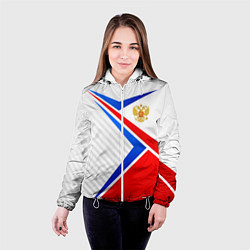 Куртка с капюшоном женская Герб РФ - классические цвета флага, цвет: 3D-белый — фото 2