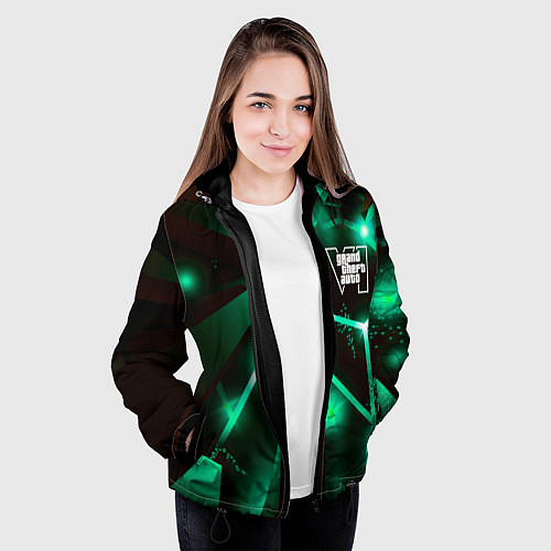 Женская куртка GTA6 разлом плит / 3D-Черный – фото 3