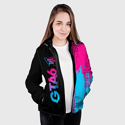 Куртка с капюшоном женская GTA6 - neon gradient по-вертикали, цвет: 3D-черный — фото 2
