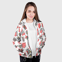 Куртка с капюшоном женская Праздничные узоры подарки, цвет: 3D-белый — фото 2