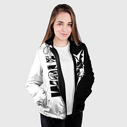 Куртка с капюшоном женская Волк - чёрно белое, цвет: 3D-черный — фото 2