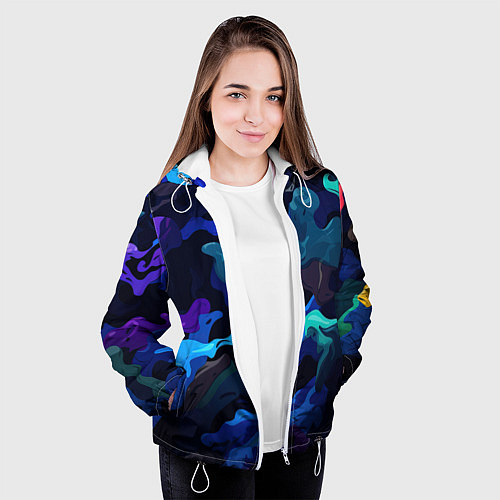Женская куртка Камуфляж из разноцветных красок / 3D-Белый – фото 3