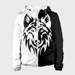 Женская куртка Волк чёрно-белый