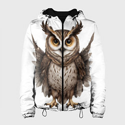 Куртка с капюшоном женская Совушка с крыльями, цвет: 3D-черный