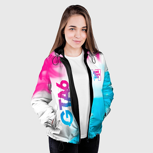 Женская куртка GTA6 neon gradient style вертикально / 3D-Черный – фото 3