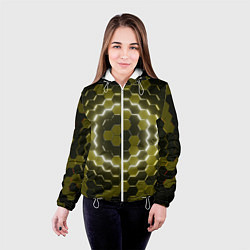 Куртка с капюшоном женская Гексагональная броня, цвет: 3D-белый — фото 2