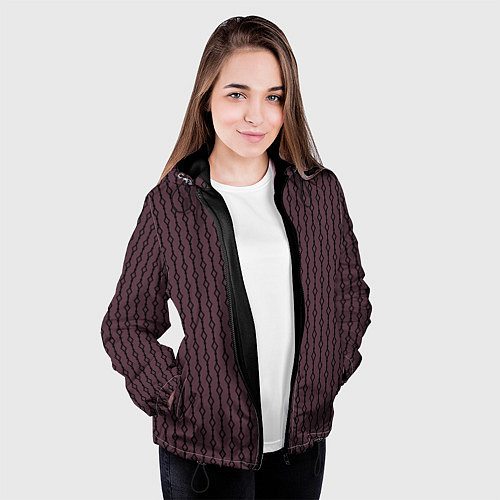 Женская куртка Чёрный узор на тёмно-красном / 3D-Черный – фото 3