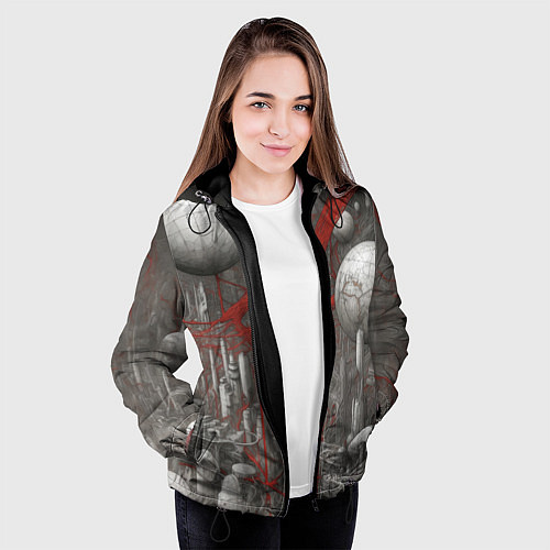 Женская куртка Биотехнический городской пейзаж / 3D-Черный – фото 3