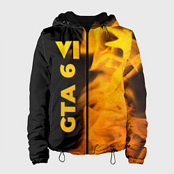 Куртка с капюшоном женская GTA 6 - gold gradient по-вертикали, цвет: 3D-черный