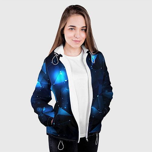 Женская куртка Синяя геометрическая абстракция / 3D-Белый – фото 3