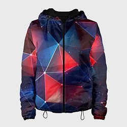 Куртка с капюшоном женская Синяя геометрическая абстракция, цвет: 3D-черный
