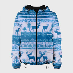 Куртка с капюшоном женская Синие олени, цвет: 3D-черный