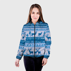 Куртка с капюшоном женская Синие олени, цвет: 3D-черный — фото 2