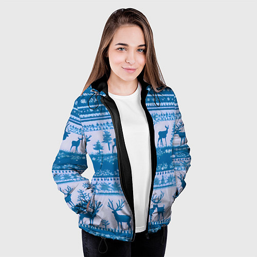 Женская куртка Синие олени / 3D-Черный – фото 3