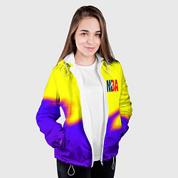 Куртка с капюшоном женская НБА баскетбол краски неоновые желтые, цвет: 3D-белый — фото 2