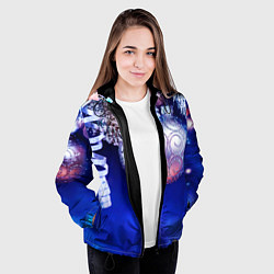 Куртка с капюшоном женская Новогодняя елка с шарами, цвет: 3D-черный — фото 2