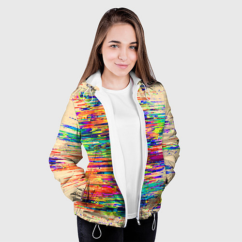 Женская куртка Разноцветный глитч / 3D-Белый – фото 3