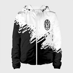 Куртка с капюшоном женская Juventus black sport texture, цвет: 3D-белый