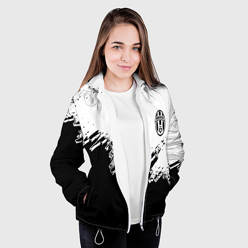 Женская куртка Juventus black sport texture / 3D-Белый – фото 3