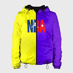Куртка с капюшоном женская NBA sport полосы, цвет: 3D-черный