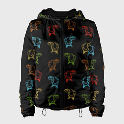 Куртка с капюшоном женская Паттерн драконы на черном, цвет: 3D-черный