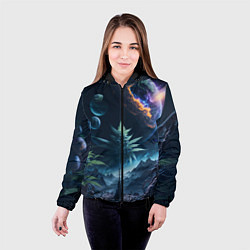 Куртка с капюшоном женская Вид на землю с другой планеты, цвет: 3D-черный — фото 2