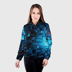 Куртка с капюшоном женская Синие абстрактные плиты, цвет: 3D-черный — фото 2