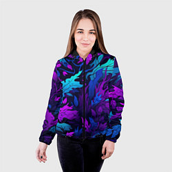 Куртка с капюшоном женская Абстрактный камуфляж в кислотных абстрактных пятна, цвет: 3D-черный — фото 2