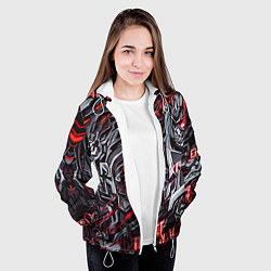 Куртка с капюшоном женская Красная каменная броня, цвет: 3D-белый — фото 2
