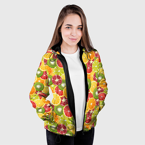 Женская куртка Фон с экзотическими фруктами / 3D-Черный – фото 3