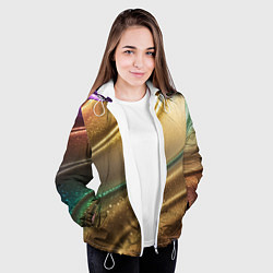 Куртка с капюшоном женская Плавные рельефы с блёстками, цвет: 3D-белый — фото 2