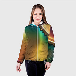 Куртка с капюшоном женская Радужный градиент с накидкой, цвет: 3D-белый — фото 2