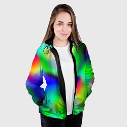 Куртка с капюшоном женская Психоделический неоновый градиент, цвет: 3D-черный — фото 2