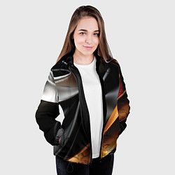 Куртка с капюшоном женская Черная и оранжевая материя, цвет: 3D-черный — фото 2